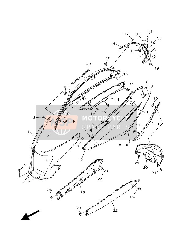 2TDF171L02P6, Mole, Side Cover 1, Yamaha, 0